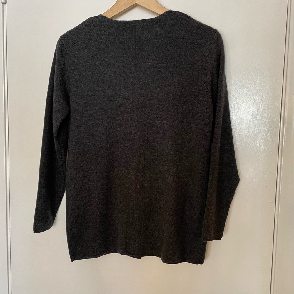 Cardigan Sweater Gray Mark Shale 100% Extra Fine Merino Wool - Picture 9 of 10